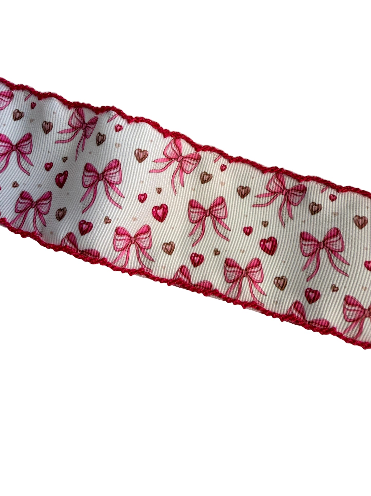 Pink Bows & Hearts Moon Stitch Ribbon