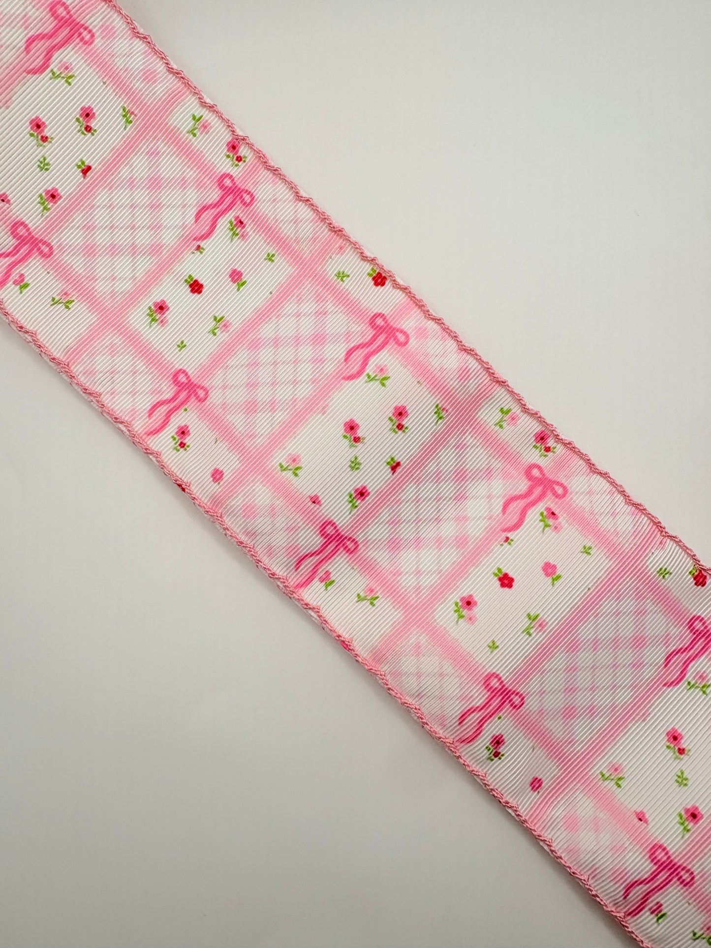 Pink Bows Stripes Moon Stitch 3”