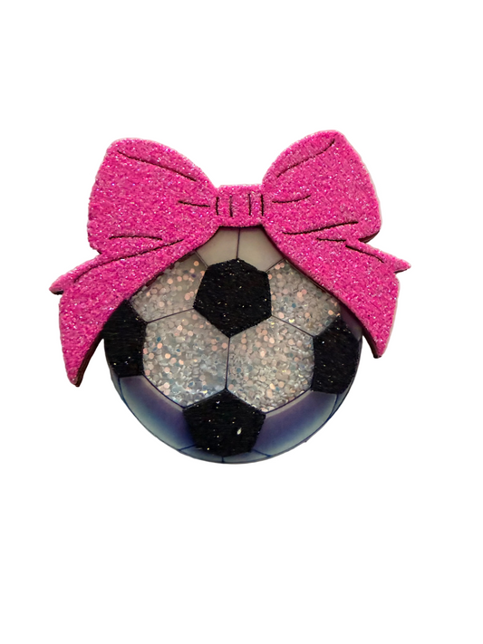 Soccer Ball Pink Bow Shaker