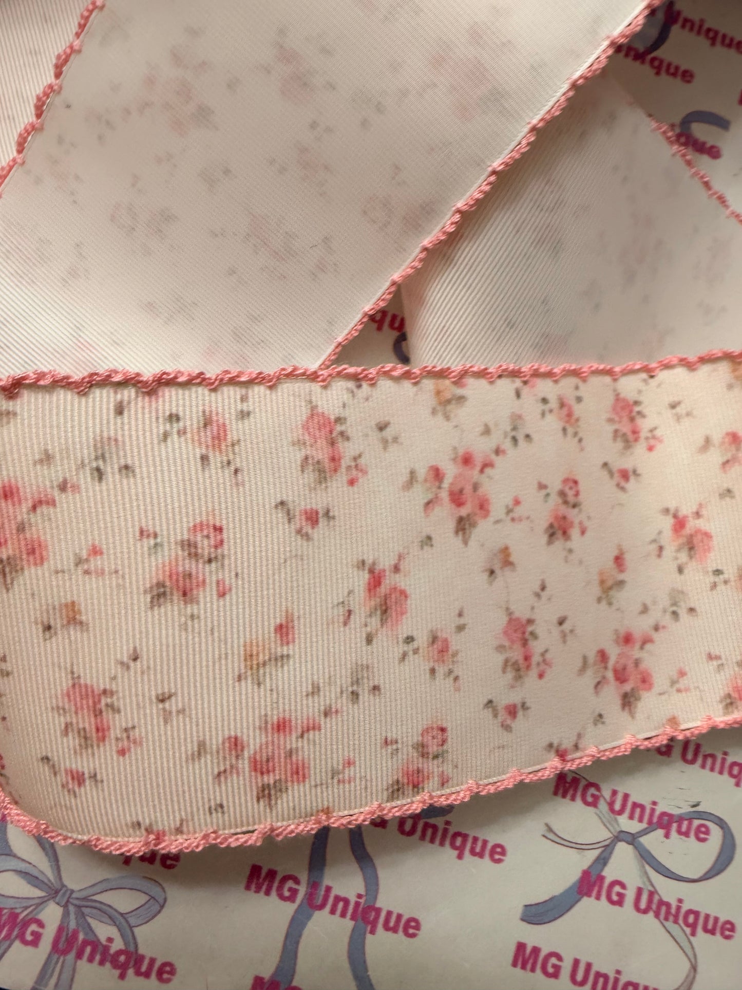 Lt. Pink Tone Floral Moon Stitch 3”