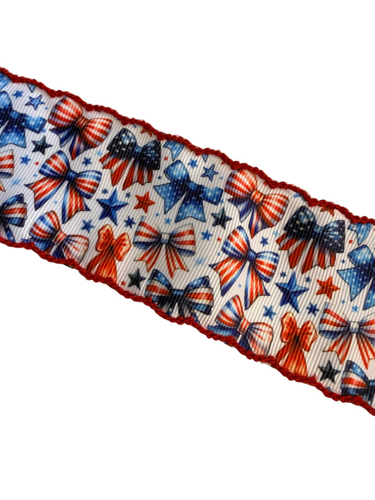 Patriotic Bows Moon Stitch Ribbon