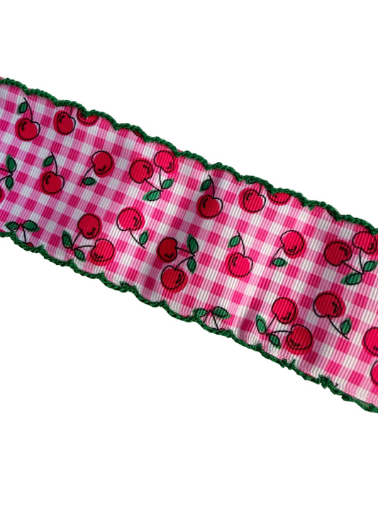 Cherry Gingham Moon Stitch Ribbon