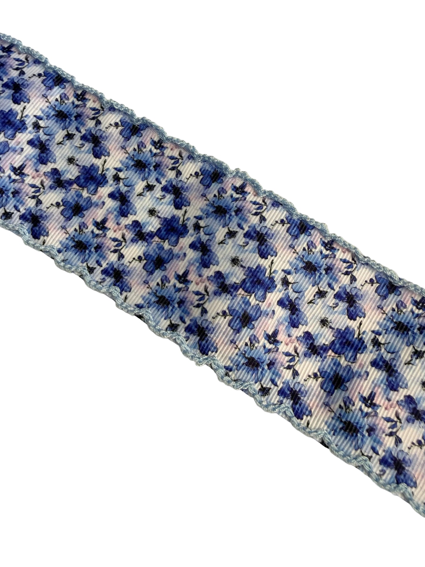Antique Blue Floral Moon Stitch Ribbon