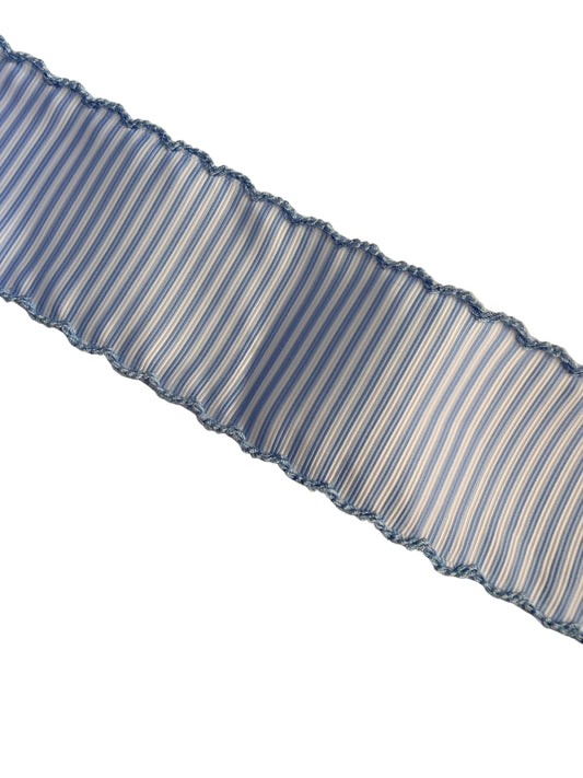 Blue & White Stripes Moon Stitch Ribbon