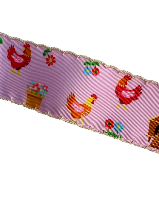 Chickens Moon Stitch Ribbon