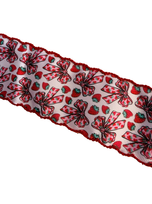 Strawberry Bows Moon Stitch Ribbon