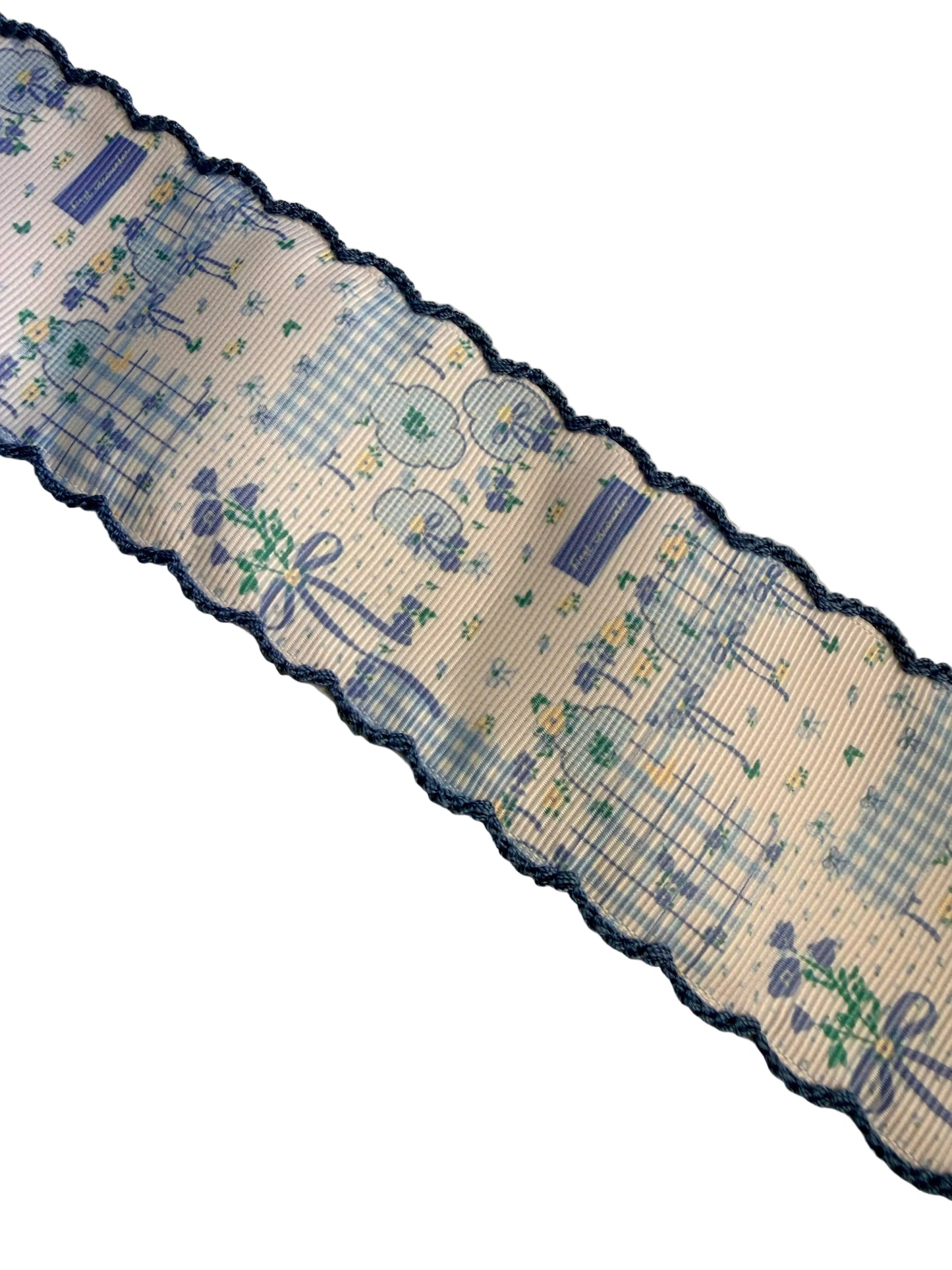 Blue & White Pattern Moon Stitch Ribbon