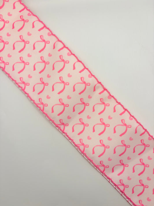 Coquette Pink Bow Moon Stitch 3”