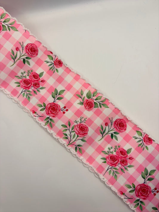Gingham Floral Moon Stitch 3”
