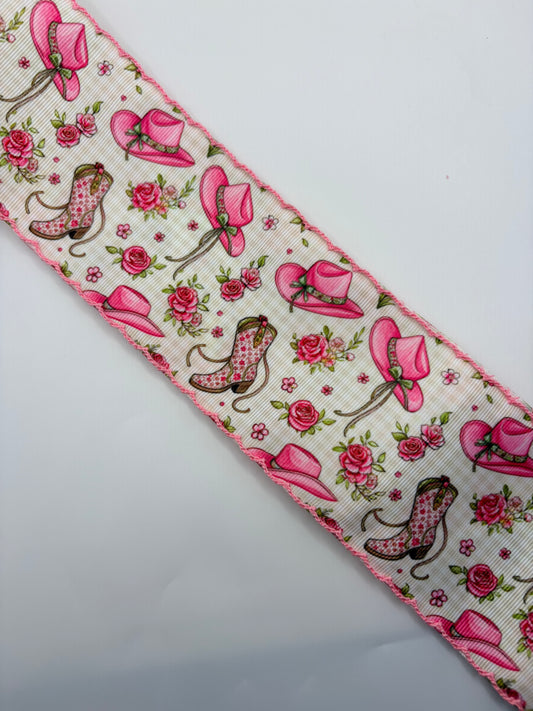 Pink Hat & Boots Moon Stitch 3”