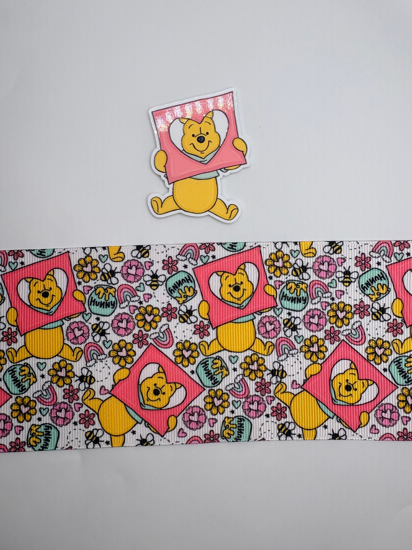 Pooh Bear Heart Ribbon 3”